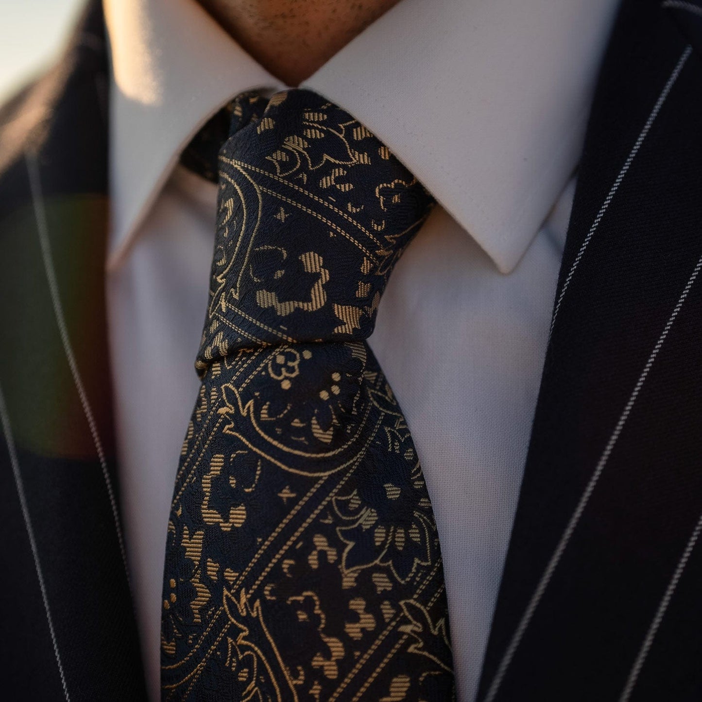 Caruso - Silk Jacquard Tie - Midnight Blue - Solstik