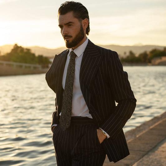 Caruso - Silk Jacquard Tie - Midnight Blue - Solstik