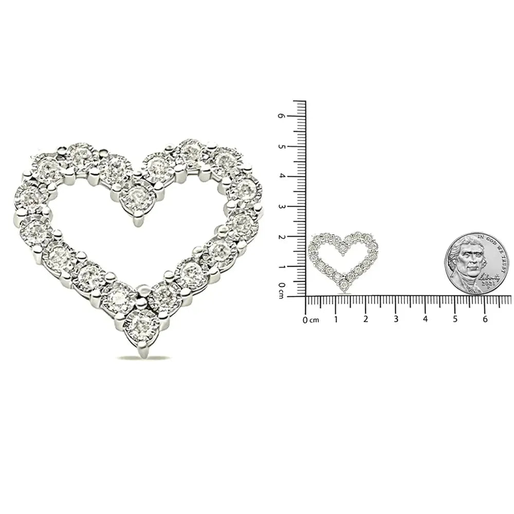 .925 Silver Diamond Heart 18" Pendant Necklace - Solstik