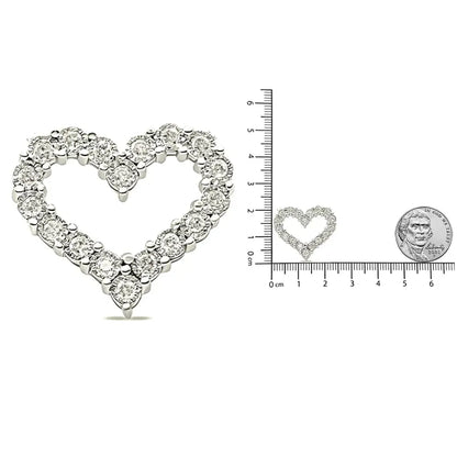 .925 Silver Diamond Heart 18" Pendant Necklace - Solstik