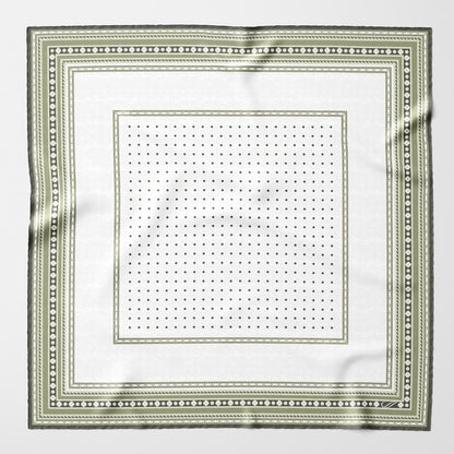 Verona - Silk Neckerchief - White & Sage - Solstik