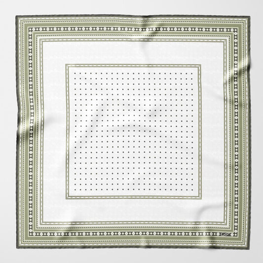 Verona - Silk Neckerchief - White & Sage - Solstik