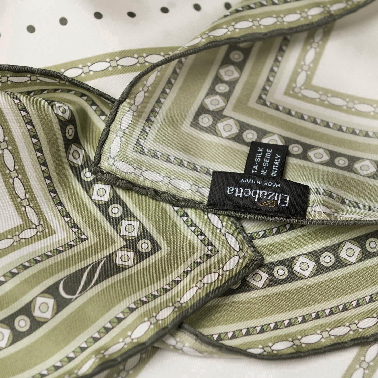 Verona - Silk Neckerchief - White & Sage - Solstik