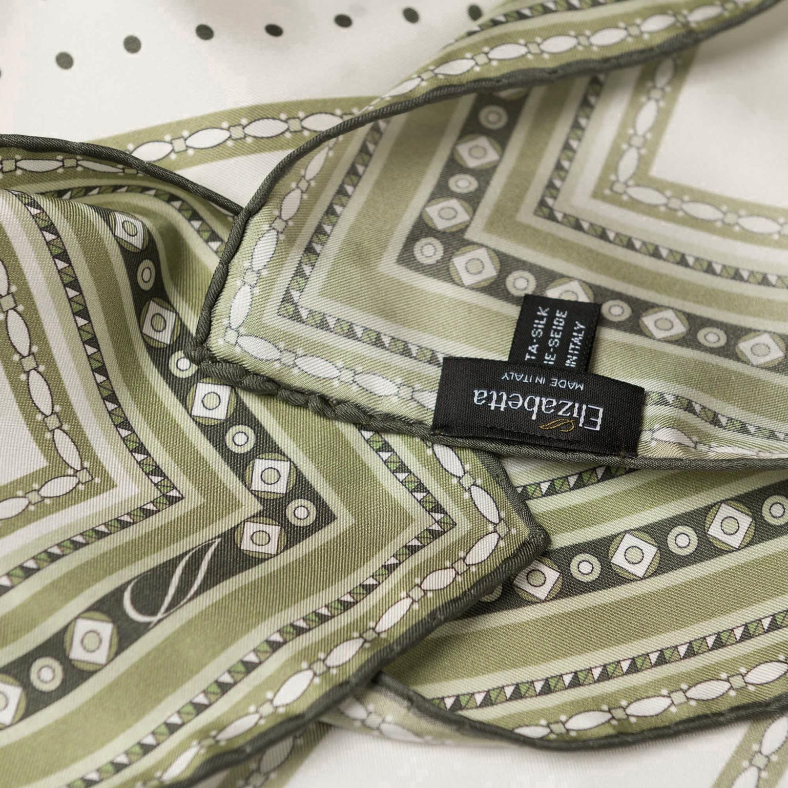 Verona - Silk Neckerchief - White & Sage - Solstik