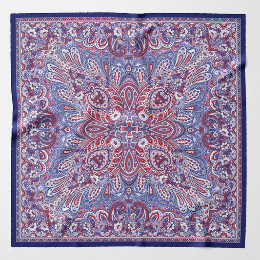 Helena - Silk Scarf Shawl - Red White and Blue - Solstik