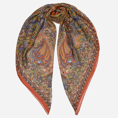 Helena - Silk Scarf Shawl - Rust - Solstik