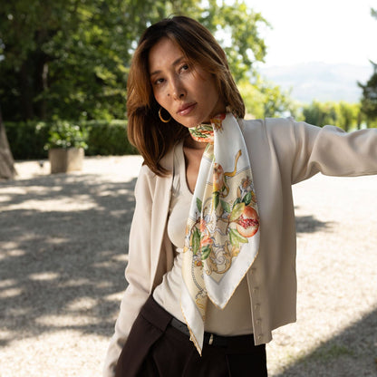 Melograno - Silk Foulard - White Gold - Solstik