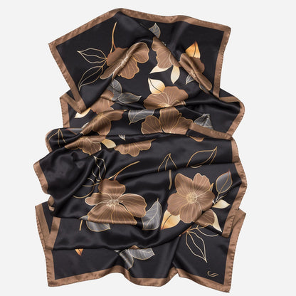 Laura - Silk Scarf Shawl - Black - Solstik