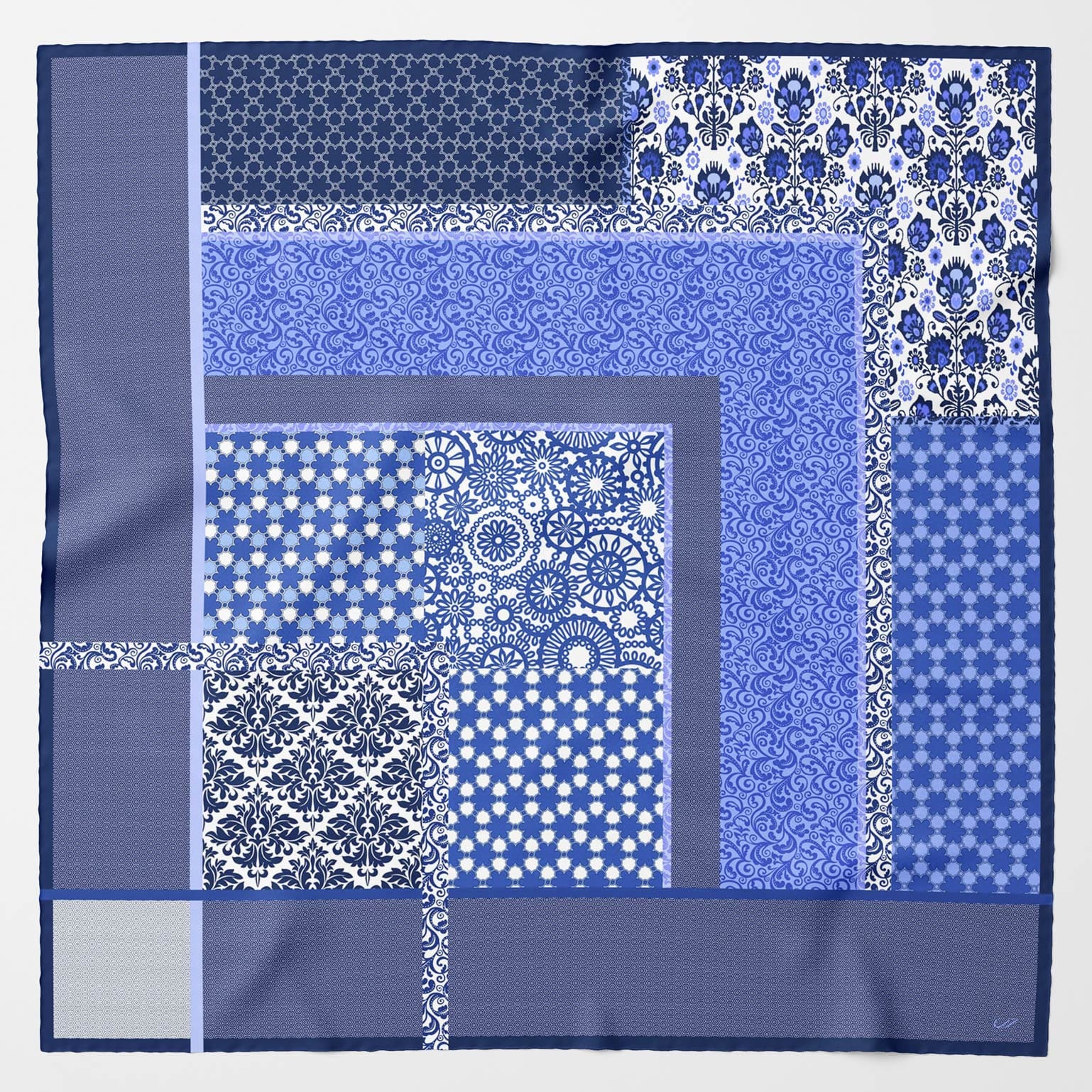 Dafne - Silk Scarf Shawl - Blue - Solstik