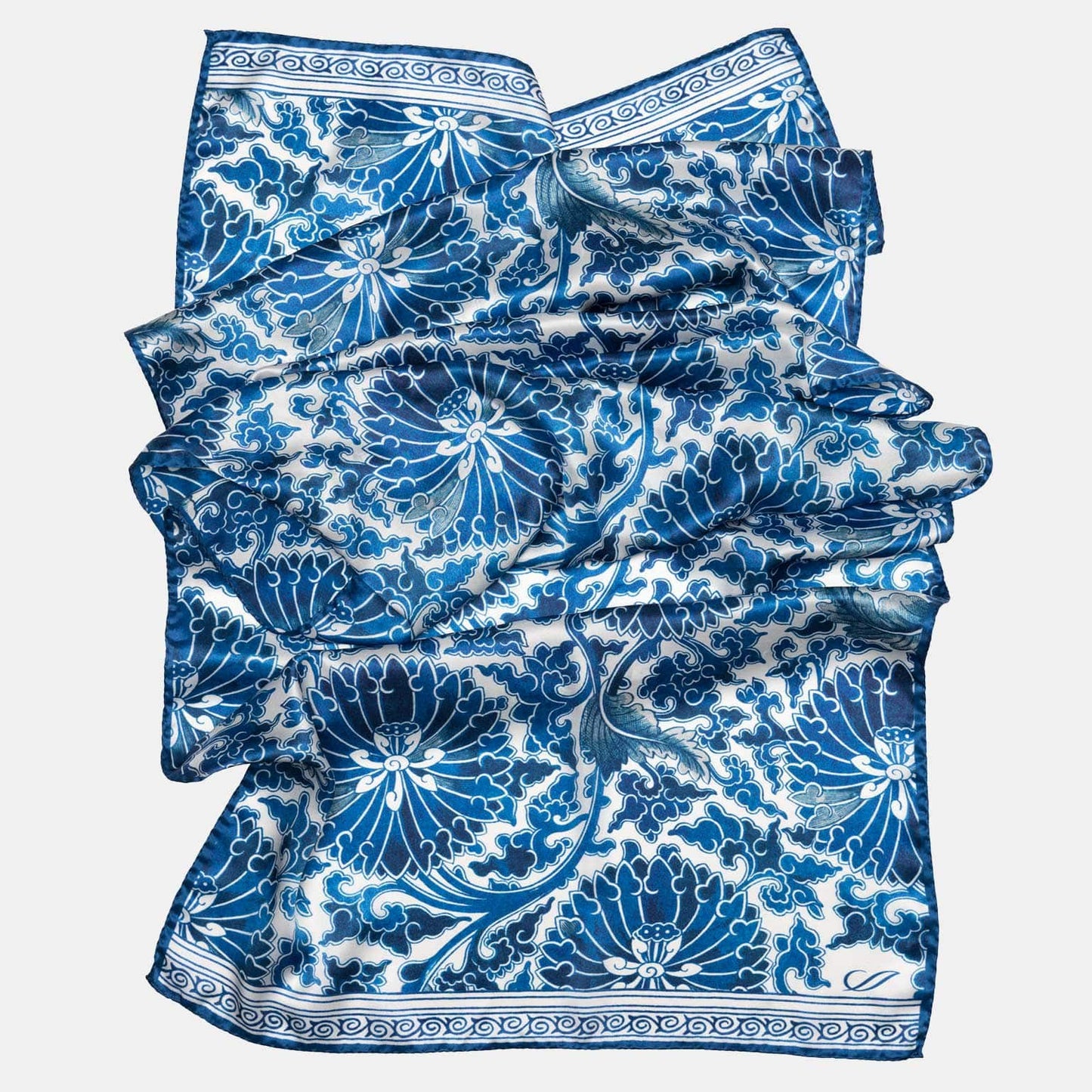 Rosalba - Long Silk Scarf - Blue - Solstik