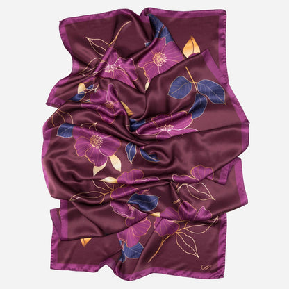 Laura - Silk Scarf Shawl - Burgundy - Solstik