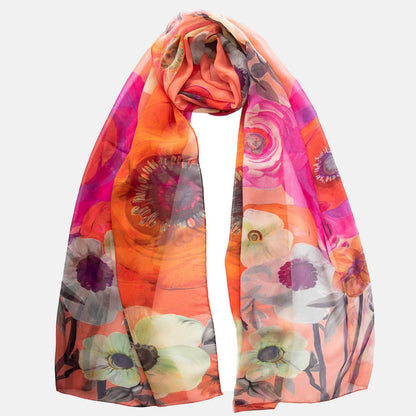 Campo de' Fiori - Long Silk Scarf - Coral - Solstik