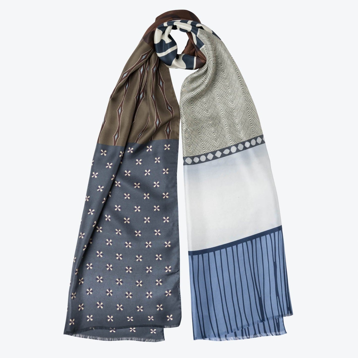 Atri - Long Silk Scarf- Blue - Solstik