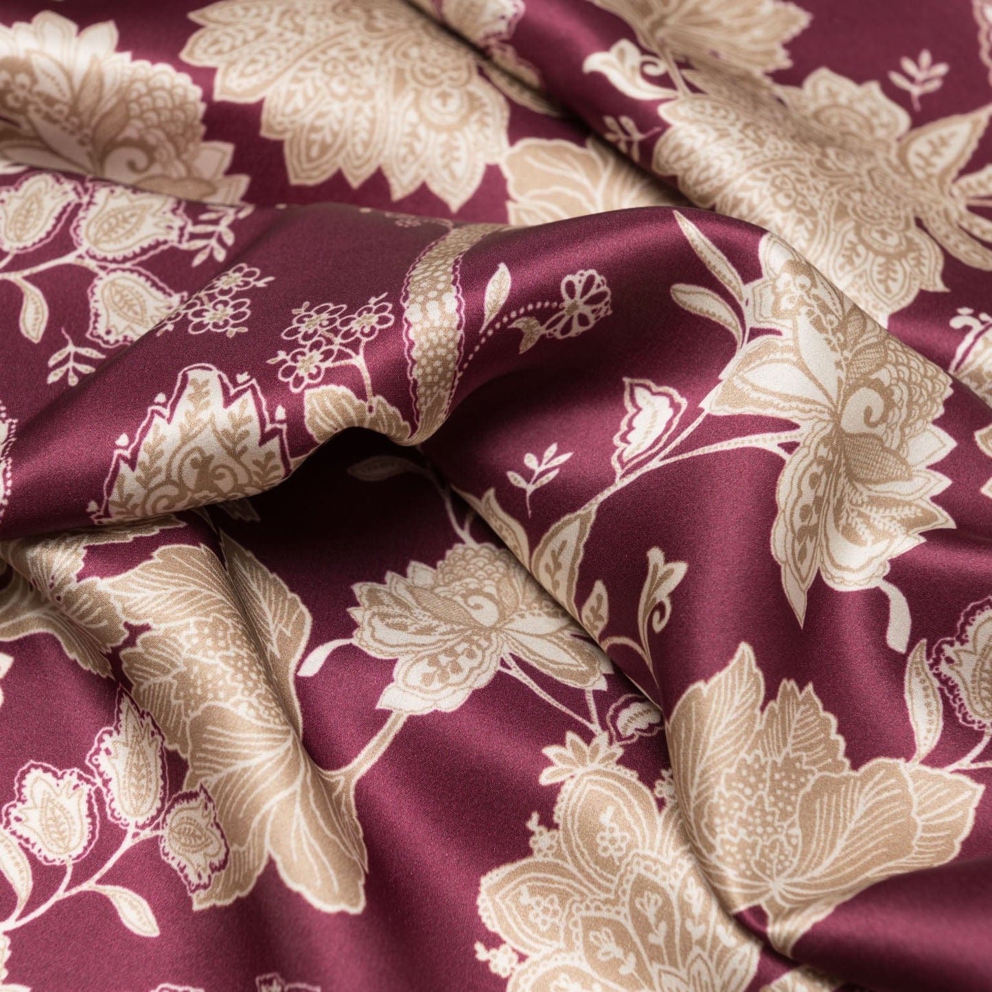 Esmeralda - Silk Scarf Shawl - Burgundy & Gold - Solstik
