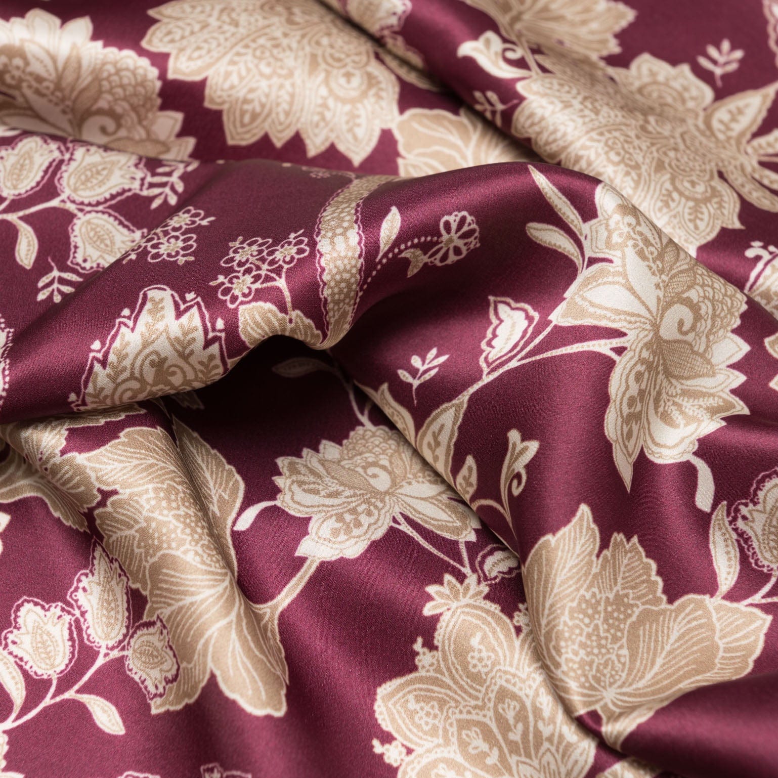 Esmeralda - Silk Scarf Shawl - Burgundy & Gold - Solstik