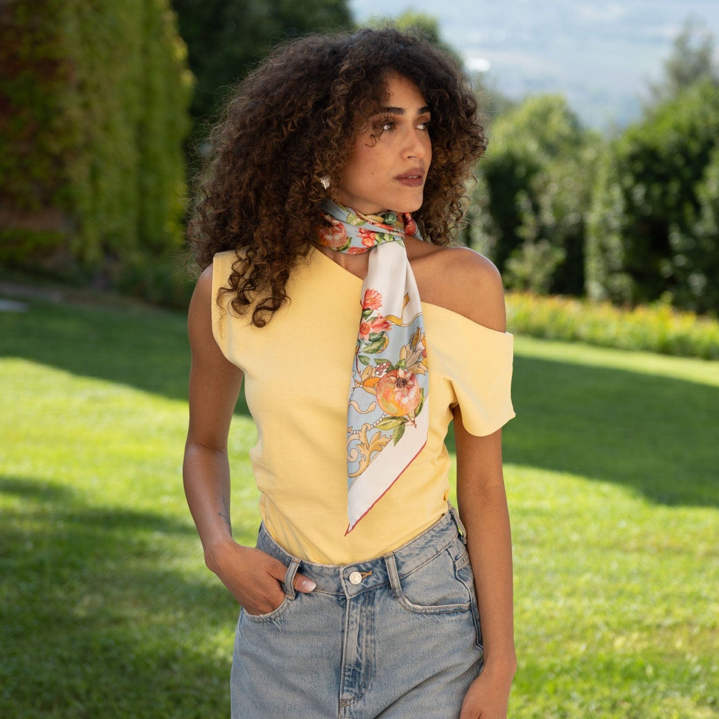 Melograno - Silk Foulard - Powder Blue - Solstik