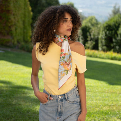 Melograno - Silk Foulard - Powder Blue - Solstik