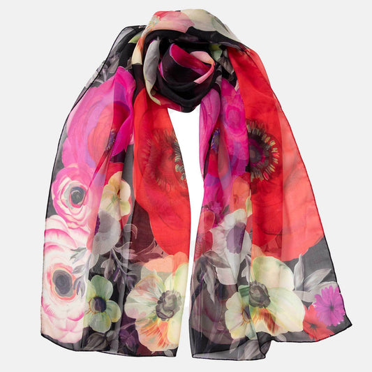 Campo de' Fiori - Long Silk Scarf - Black - Solstik