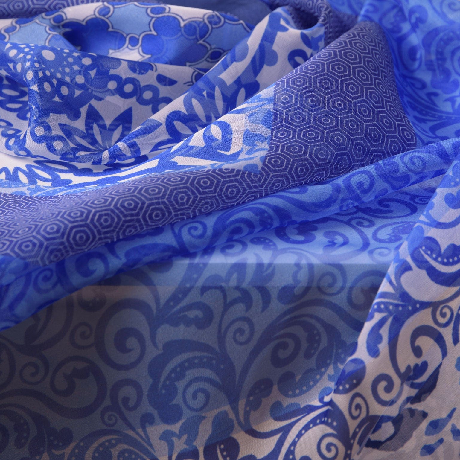 Dafne - Silk Scarf Shawl - Blue - Solstik