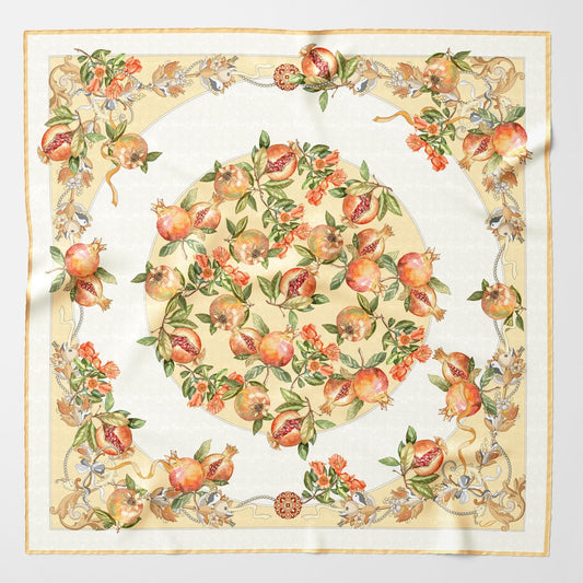 Melograno - Silk Foulard - White Gold - Solstik