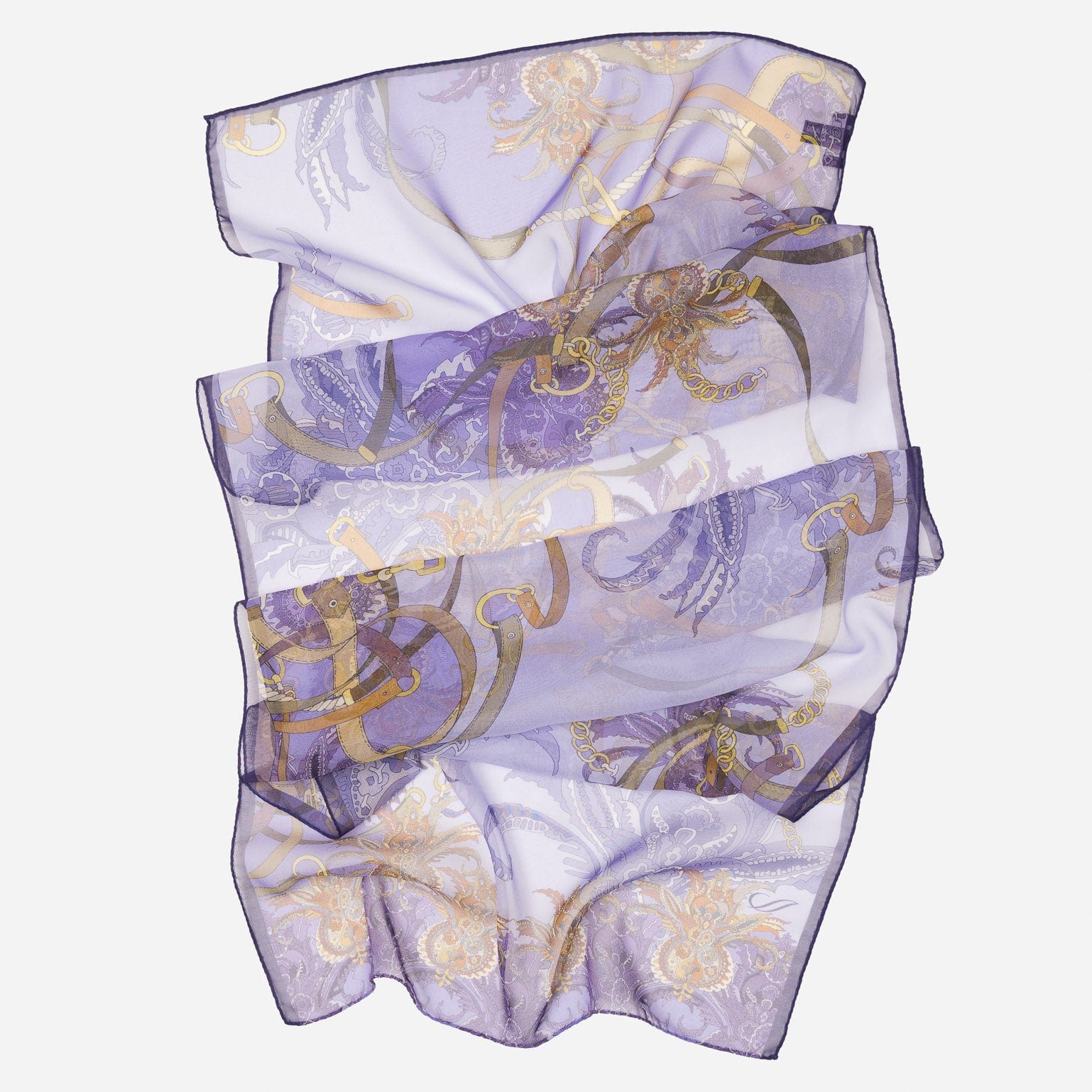 Alessandra - Long Silk Scarf - Purple - Solstik