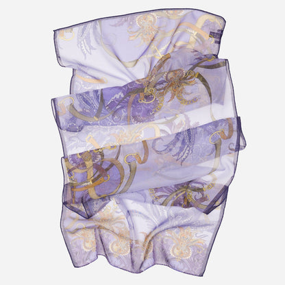 Alessandra - Long Silk Scarf - Purple - Solstik