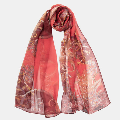 Alessandra - Long Silk Scarf - Red - Solstik