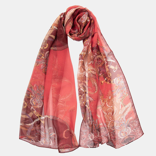Alessandra - Long Silk Scarf - Red - Solstik