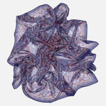 Helena - Silk Scarf Shawl - Red White and Blue - Solstik