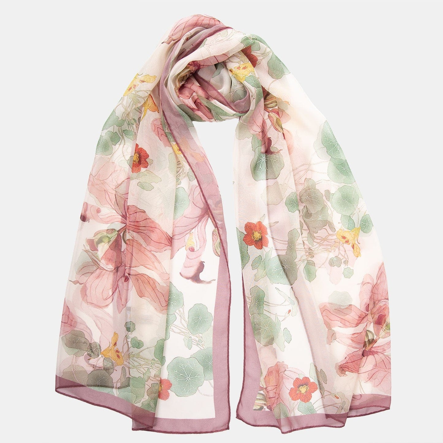 Monique - Long Silk Scarf - Antique Rose - Solstik