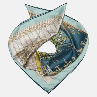 Garden of Dreams - Silk Foulard - Aqua - Solstik