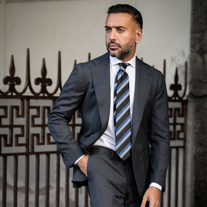 Corso - Silk Jacquard Tie - Black & Blue - Solstik