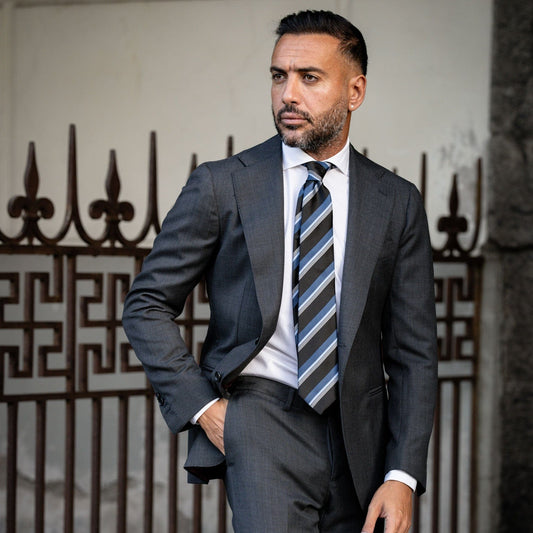 Corso - Silk Jacquard Tie - Black & Blue - Solstik
