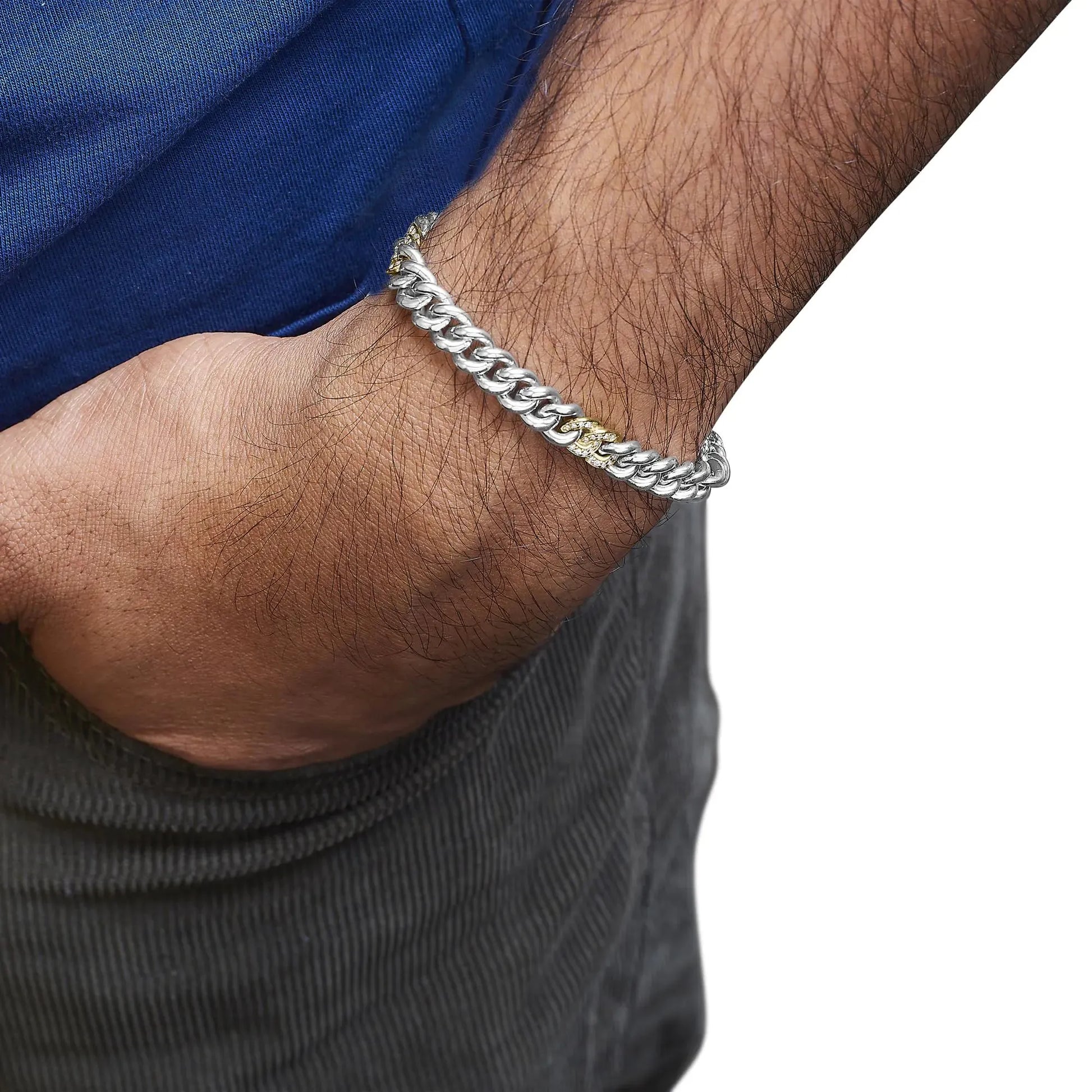 Gold-Plated Sterling Silver Diamond Bracelet - 7.5" - Solstik
