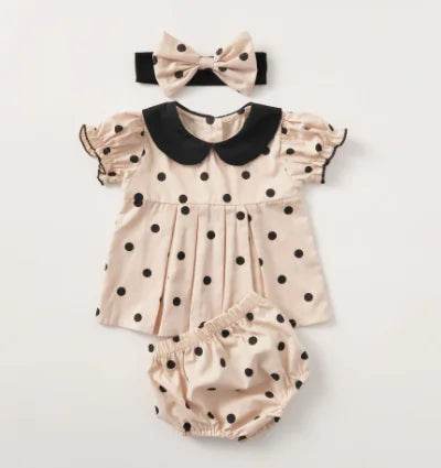 Elizabet Polka Dot Baby Girl Summer Outfit Set - Solstik #