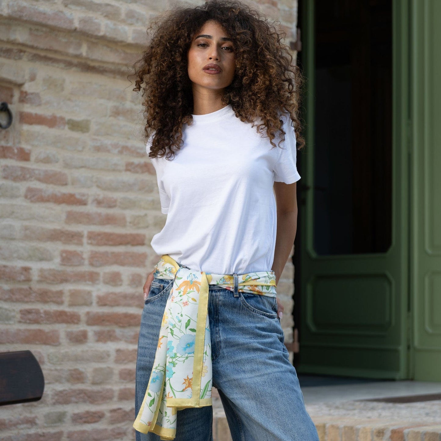 Primavera - Long Silk Scarf - Yellow - Solstik