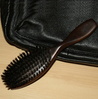 Ebony Wood Boar Bristle Massage Hair Brush Gift Set - Solstik #
