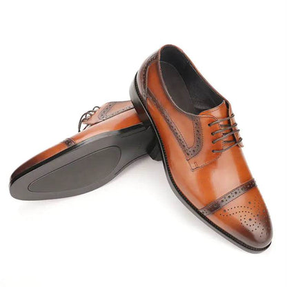 Brogue Engraved Men's Leather Business Shoes - Solstik
